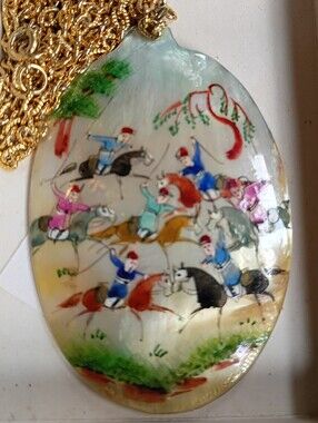 Necklace PERSIAN PAINTING ON MOTHER PEARL NECKLACE